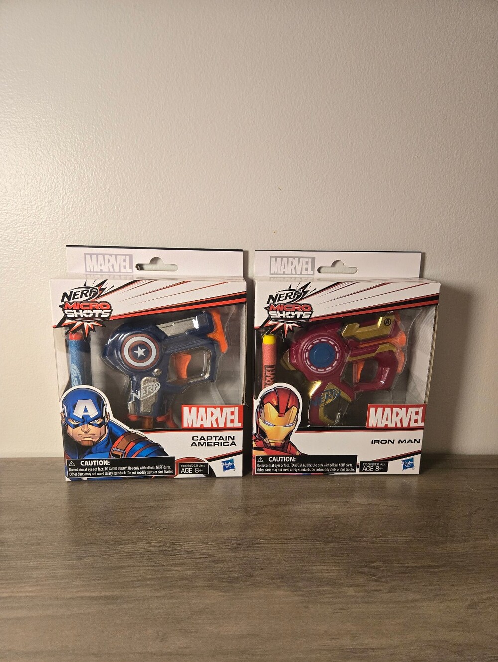 Set Of Two Nerf Micro Shots Marvel Theme - Captain America & Iron Man
